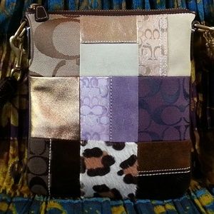 NWOT Crossbody patchwork leather & fabric handbag